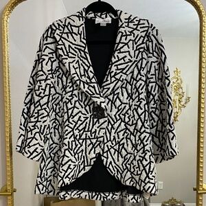 Joseph Ribkoff Black and White Abstract Blazer